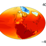 This illustration shows a time period about 252 million years ago when volcanic eruptions sparked a volatile period of extreme temperaturs and weather that ended up killing most of Earth